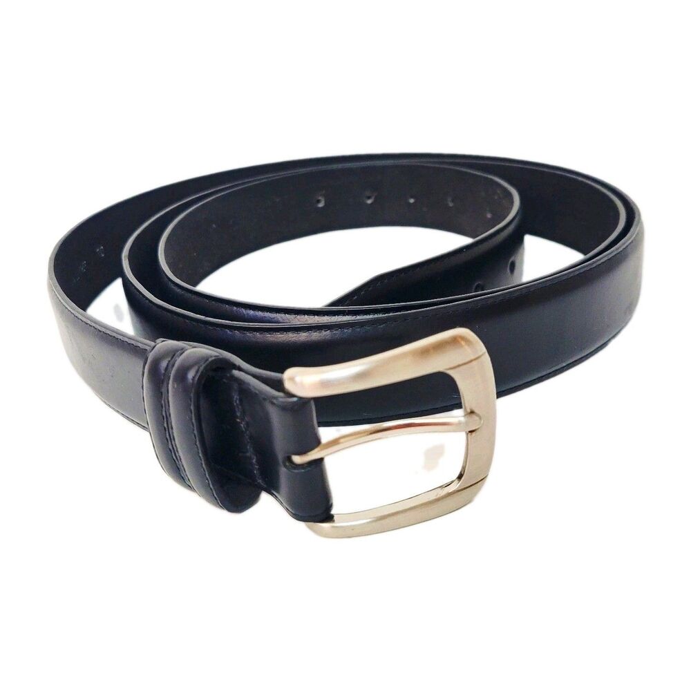 Bermans Big & Tall Mens Black Genuine Leather Belt 75" Long 1.25" Wide